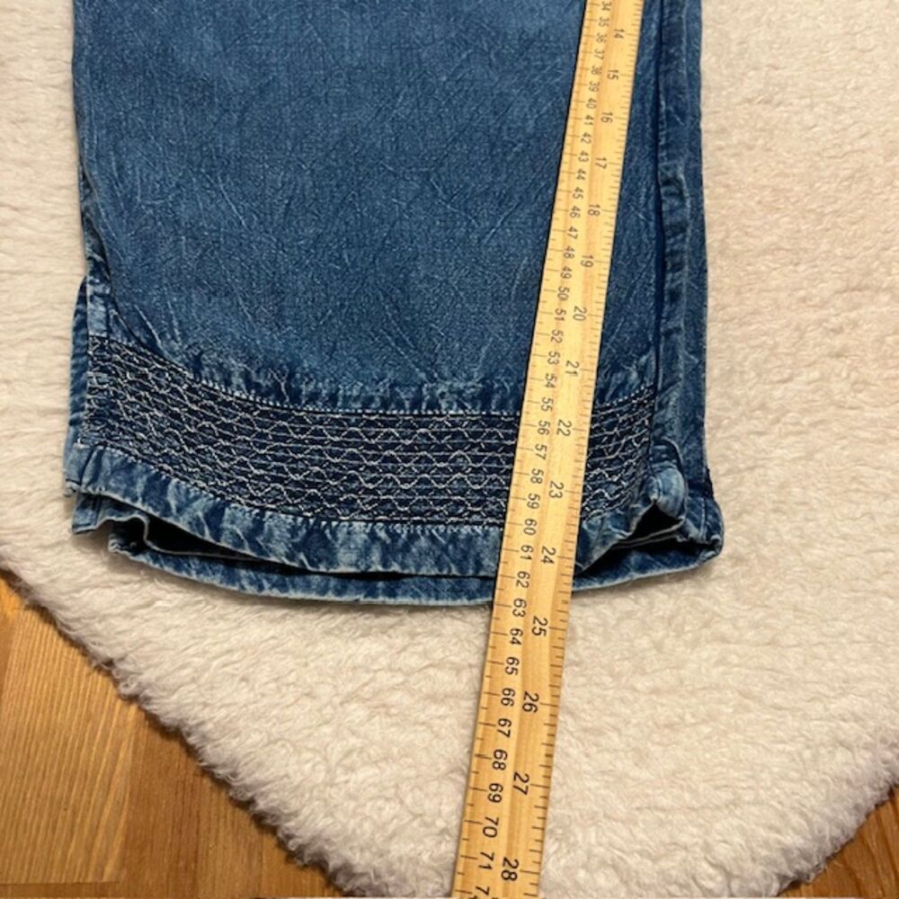 Raya Sun Womens Blue Chambray Cropped Cotton Rayon Pant Set Elastic Waist Sz 2X - Picture 7 of 14